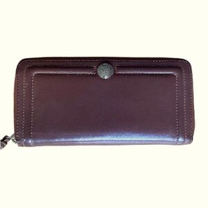 Coach Brown Leather Zip-Around Wallet | Classic Style